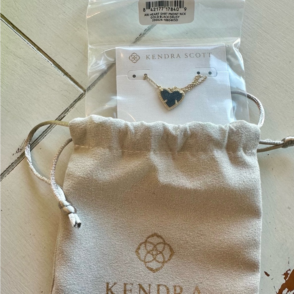 Kendra Scott Ari Heart GOLD - BLACK DRUSY Adjustable Length Necklace ($75) - Picture 2 of 10